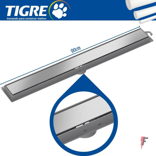 Imagem 2 de 5 de Kit Com 2 Tigre Ralo Linear 90cm Com Grelha Inox 27265