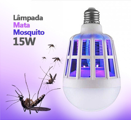 Lampada Luz Led 15 Watts Repelente Mata Mosquito Pernilongo