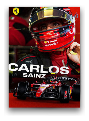 Póster Papel Fotográfico Formula Piloto Carlos Sainz 45x30