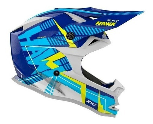 Casco Cross Hawk Zx7 Azul Claro T-xl Moto Avenida