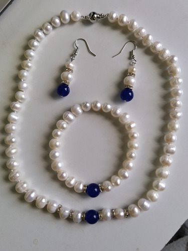 Conjunto Com Pérolas Legítmas Verdadeiras De Água Doce