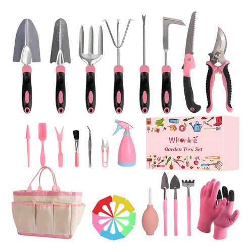 Whonline Pink Garden Tool Set Para Mujeres, 31pcs Kit De Her
