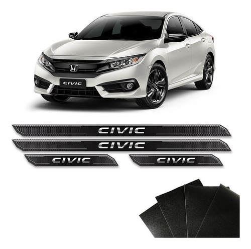  Kit Soleira Diamante Civic G10 16/18 Com Protetor De Porta