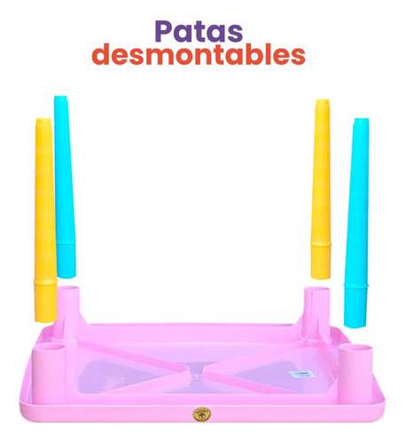 Mesa Infantil Desmontable Con 4 Sillas Plegables Colores