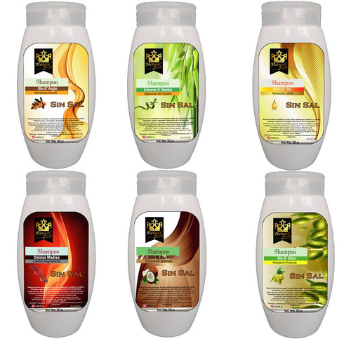 Shampoo Sin Sal 365ml Argan, Brillo Oro, Celulas Madres,coco