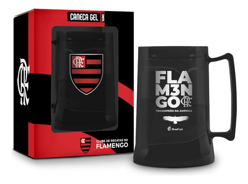 Caneca Gel Flamengo 300ml Para Presente Mantem Gelado +tempo Cor Preto Flamengo Campeão Das Américas