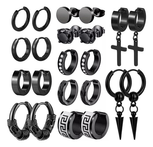 Pendientes De Hombre Set De 11 Pares De Acero Inoxidable