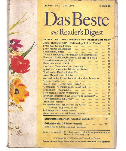  Revista Selecciones Readers Digest Nº 5 Mai 1978 En Aleman