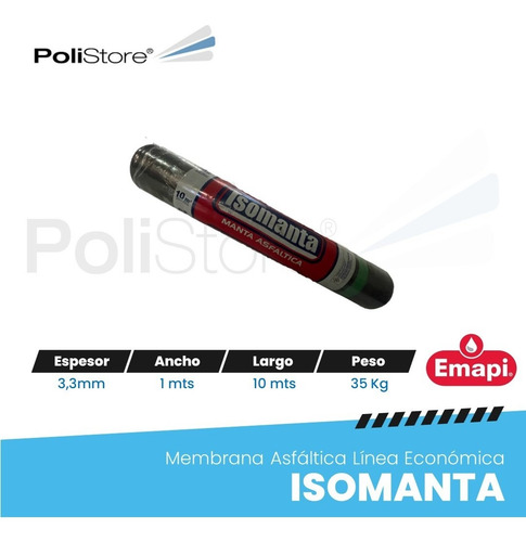 Rollo De Membrana Asfaltica Isomanta 35kg Emapi Eco 10m2