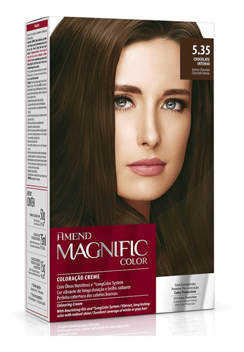 Kit Tintura Amend  Magnific color Kit coloração creme tom 5.35 chocolate intenso para cabelo
