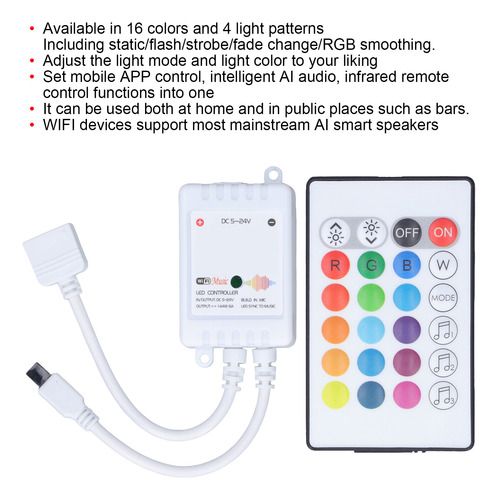 Controlador Led De 24 Teclas Smart Remote Control Rgb