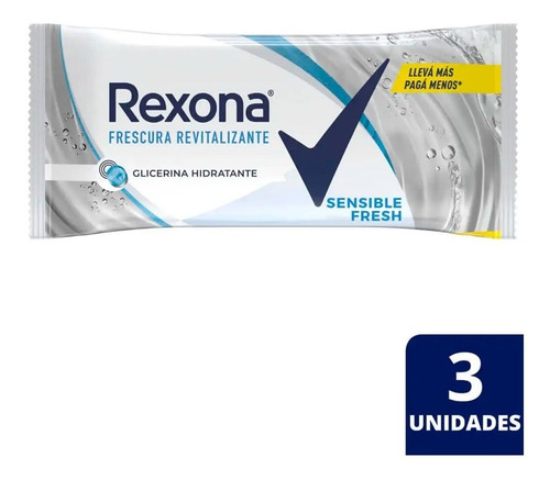 Jabon En Barra Rexona Sensible Fresh 3 X 125 Gr