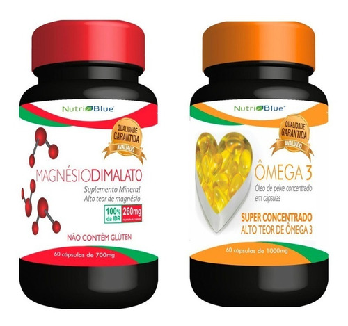 Kit 1 Magnésio Dimalato + 1 Omega3 Concentrado Nutriblue