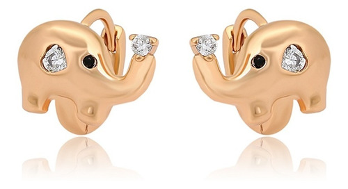 Aretes Elefante Oro 18k Lam Swarovski Buena Suerte Protecció