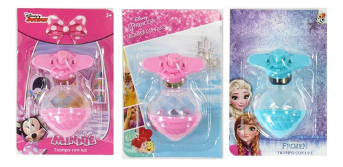6 Trompo Con Luz Frozen Minnie Princesas Juguete Mayoreo