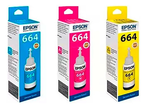 Kit Tintas Epson 664 Original (3 Colores) Cyan-magenta-amar.