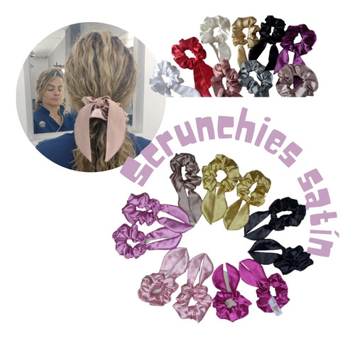  Scrunchie Satin  Kit  X12 Bambas Cabello Accesorios Meloss