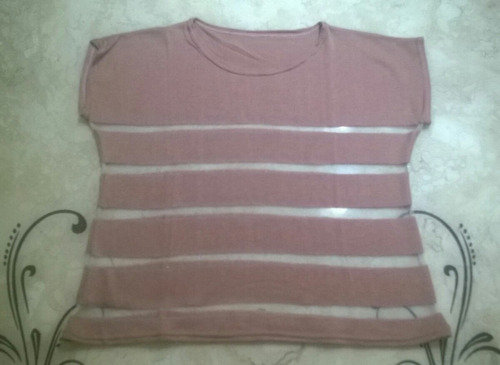 Camiseta/blusa Manga Curta De Linha Com Transparência - Nova