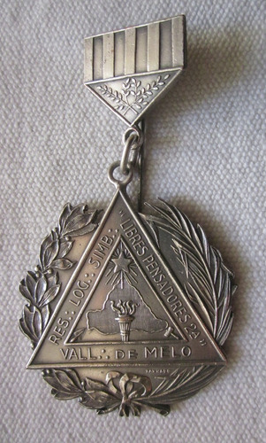 Antigua Medalla Insignia Mason Melo Uruguay