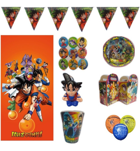 Goku Dragón Ball Paq Fiesta Articulos 10 Niños Vela Temática | Envío gratis