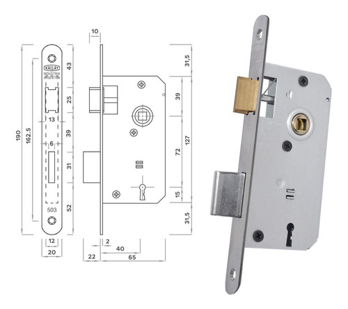 Cerradura Kallay 503 Frente Acero Inoxidable Ref Puerta