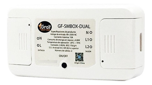 Interruptor Inteligente Smart On/of 2 Canales Wi-fi 10amp