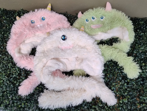 Gorro Bufanda De Peluche 2 En 1 Infantil Monstruo Blanco Infantil