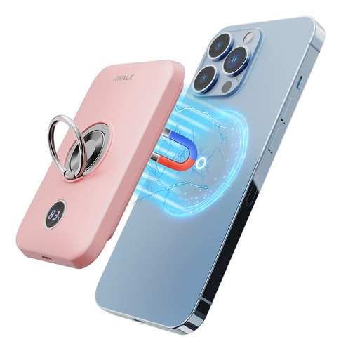 Cargador Portatil Iwalk 6000 Mah/succion Magnetica/rosa