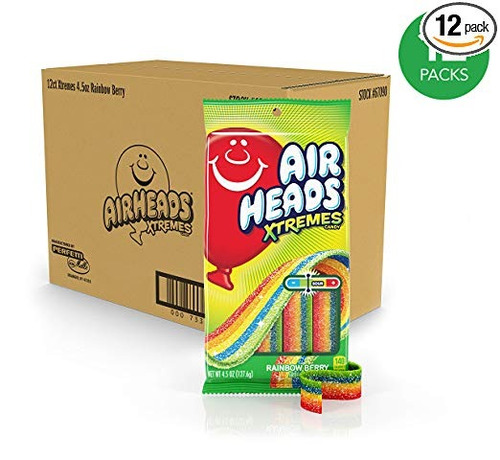 Airheads Xtremes Dulcemente Sour Cinturones Caramelo, Rainbo