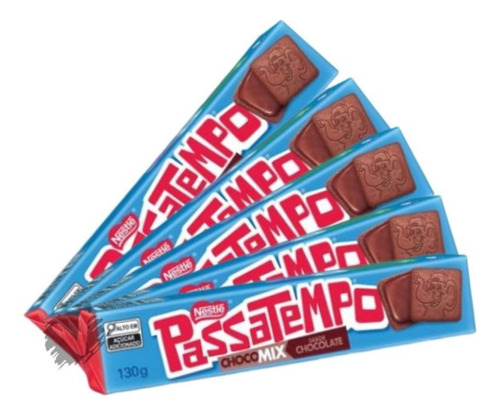 Kit 5 Passatempo Chocomix 130g Nestle Biscoitos Recheado