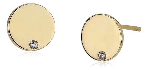 Vanbelle 18k Chapado En Oro Aretes Redondos Con Circonitas C