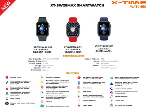 Imagen 3 de 5 de Smartwatch Reloj Inteligente X-time W28 Para iPhone Android