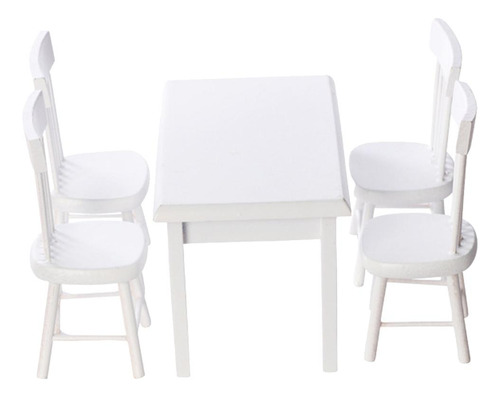 Conjunto De Mesa E Cadeira Floral Branco 1:12 Para Casa De