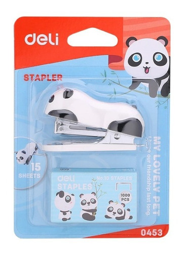 Mini Kit Abrochadora Deli N° 10 Panda Con Broches 0253