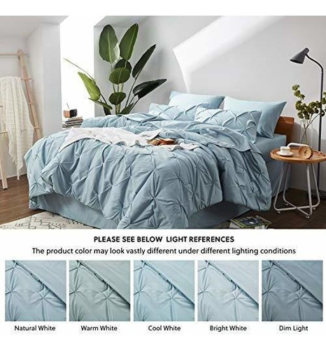 Edredon Bedsure Tamaño Queen Color Azul Claro Set 8 Piezas