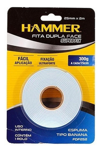 Fita Dupla Face Espuma Tipo Banana 25mm X 2m Fdf252 Hammer