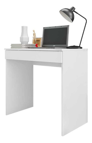 Mesa Escrivaninha 80 Cm Para Notebook Gaveta Case Mdp Branco