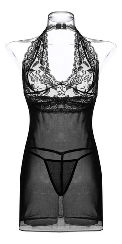 Lencería Para Mujer, Camisa De Encaje Y Malla, Ropa Interior