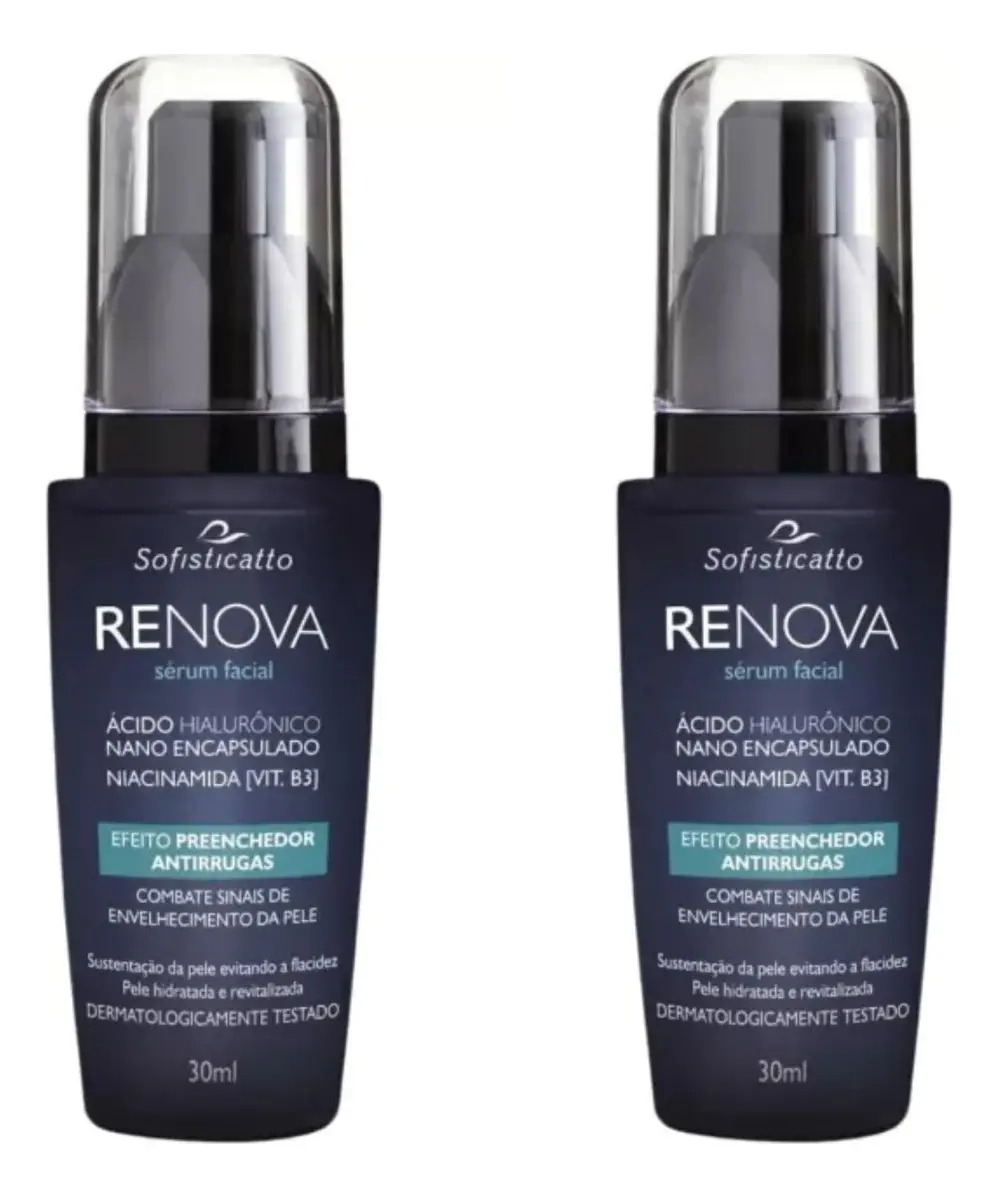 Kit 2 Sérum Facial Antirrugas Sofisticatto Renova 30mL Ácido Hialurônico