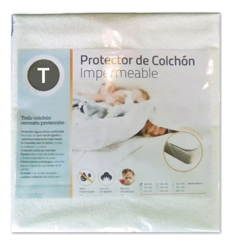 Cubrecolchon Impermeable Toalla Y Pvc 90 X 190  Cm 90x190 