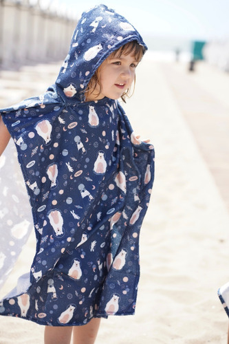 Poncho Playero Infantil De Microfibra Kiddy - 2 Talles Espacial - Talle 2