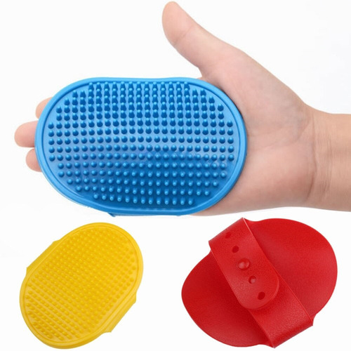 Almohaza Cepillo De Goma Ovalado Para Perros - Color Rojo