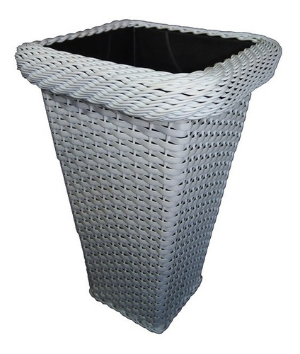 Vaso De Planta Flor Fibra Sintética Torre Quadrada 37x20x51