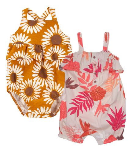 Carters Mameluco Romper 2 Piezas Niña Bebé Primavera Verano Girasol Y Tropical 12m