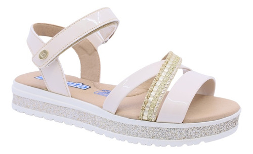 Coqueta Sandalia De Niña Ajuste Velcro Tira Decorativa 22-24