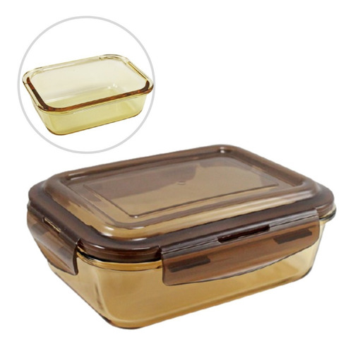 Imagem 1 de 6 de Pote De Vidro Hermético (g) Para Alimentos Marmita Marrom