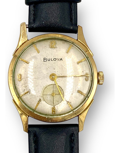 Hermoso Reloj Bulova Clásico Año 1957 Baño Oro 10k Funciona Negro Oro Blanco (Usado)