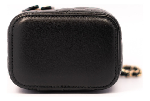 Mini Bolso Chanel Vanity Original Con Certificado Entrupy Negro Acolchado Metal Negro/plata (Usado)