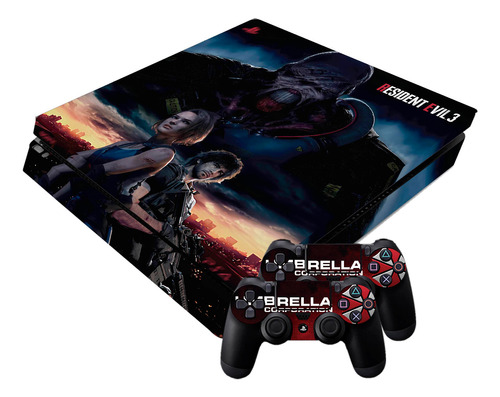 Skin Resident Evil Nemesis Ps4 Slim Para Consola Mandos