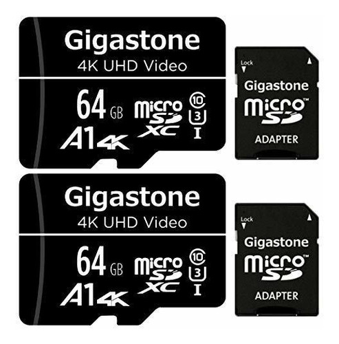 Gigastone 64gb 2-pack Micro Sd Card, 4k Uhd Video, Surveilla